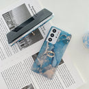 For Samsung Galaxy S22 Ultra TPU Soft Protective Phone Case with Ring Holder(Sea Wave Stone)