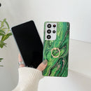 For Samsung Galaxy S22 Ultra TPU Soft Protective Phone Case with Ring Holder(Sea Wave Stone)