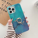 Ring Holder Glitter Marble Phone Case For iPhone 13(Dark Green Glitter)