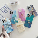 Ring Holder Glitter Marble Phone Case For iPhone 13(Purple Gold)