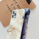 Ring Holder Glitter Marble Phone Case For iPhone 13(Purple Gold)