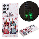 For Samsung Galaxy S22 Ultra 5G Luminous TPU Protective Phone Case(Couple Unicorn)
