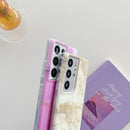 For Samsung Galaxy S22 5G Glitter Marble Phone Case(Platinum Blue)