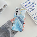 For Samsung Galaxy S21 FE 5G Glitter Marble Phone Case(Platinum Blue)