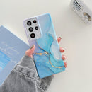 For Samsung Galaxy A52 5G / 4G Glitter Marble Phone Case(Gilt Blue)