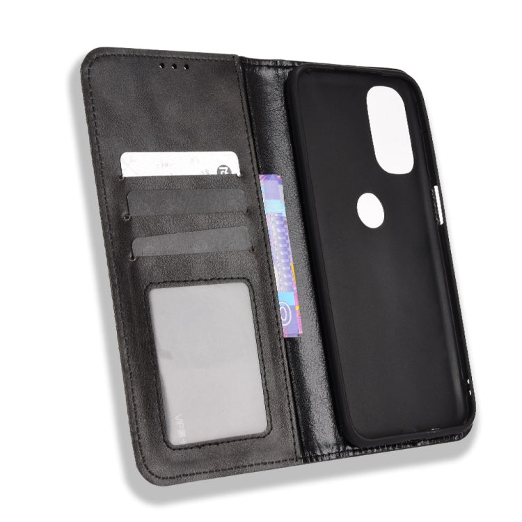 For Motorola Moto G41 / G31 Magnetic Buckle Retro Crazy Horse Leather Phone Case(Black)