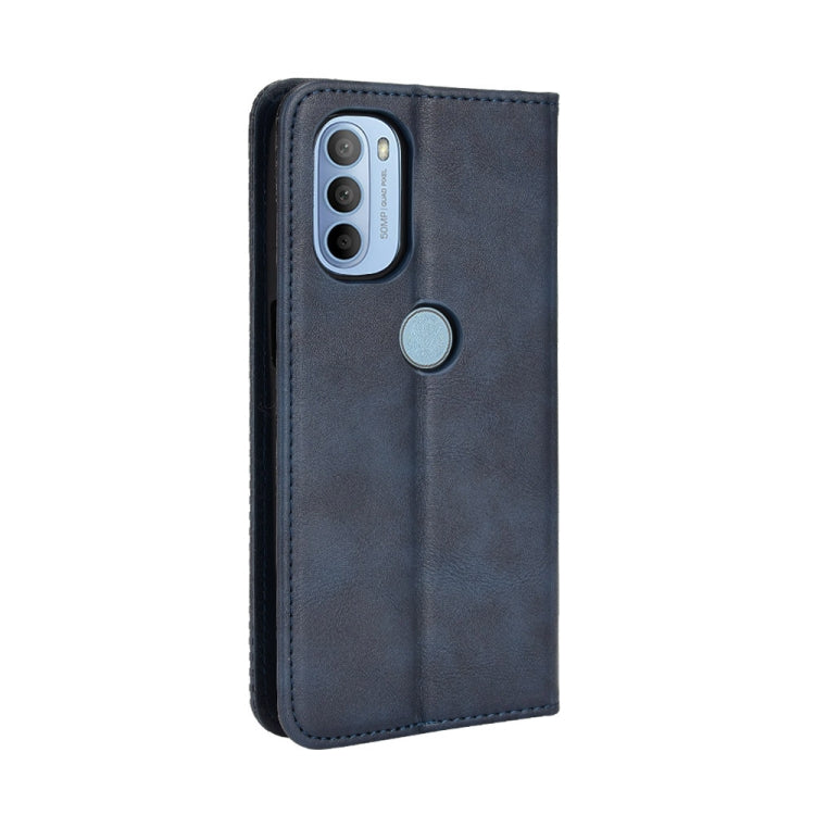 For Motorola Moto G41 / G31 Magnetic Buckle Retro Crazy Horse Leather Phone Case(Blue)