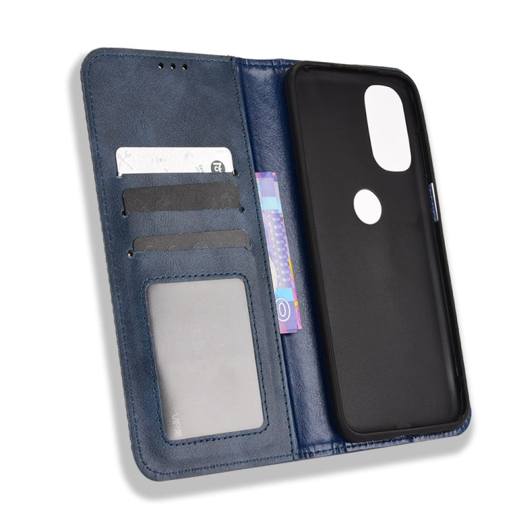 For Motorola Moto G41 / G31 Magnetic Buckle Retro Crazy Horse Leather Phone Case(Blue)