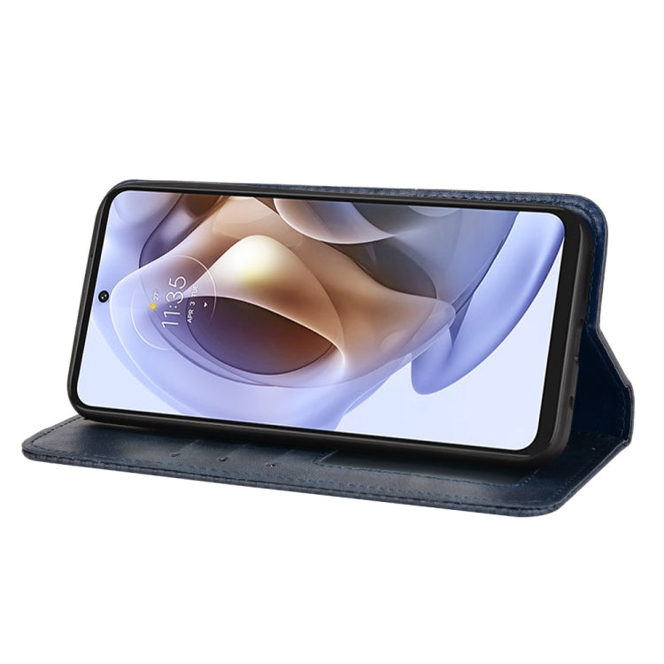 For Motorola Moto G41 / G31 Magnetic Buckle Retro Crazy Horse Leather Phone Case(Blue)