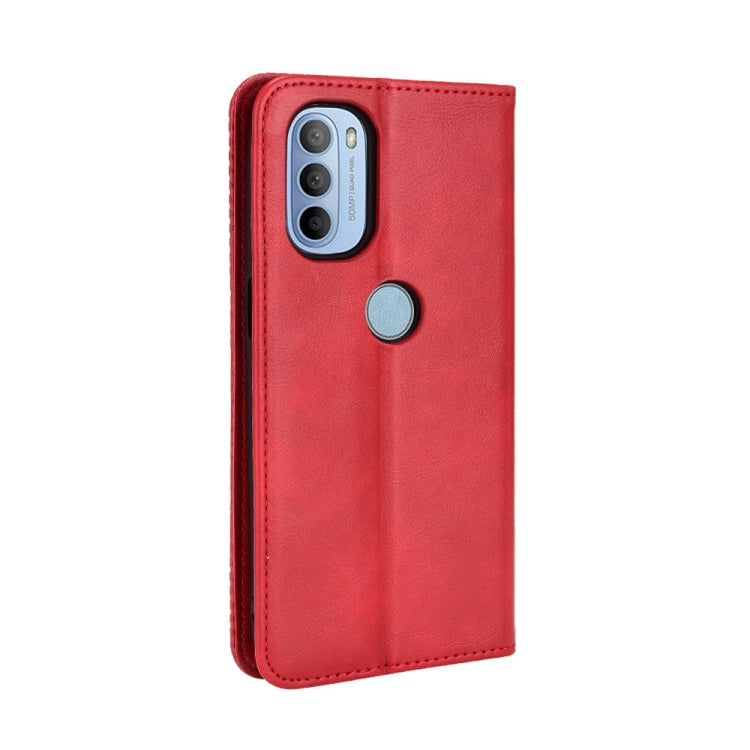 For Motorola Moto G41 / G31 Magnetic Buckle Retro Crazy Horse Leather Phone Case(Red)