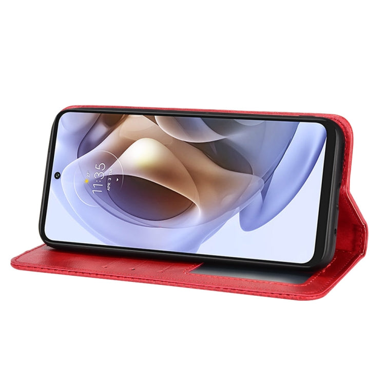 For Motorola Moto G41 / G31 Magnetic Buckle Retro Crazy Horse Leather Phone Case(Red)
