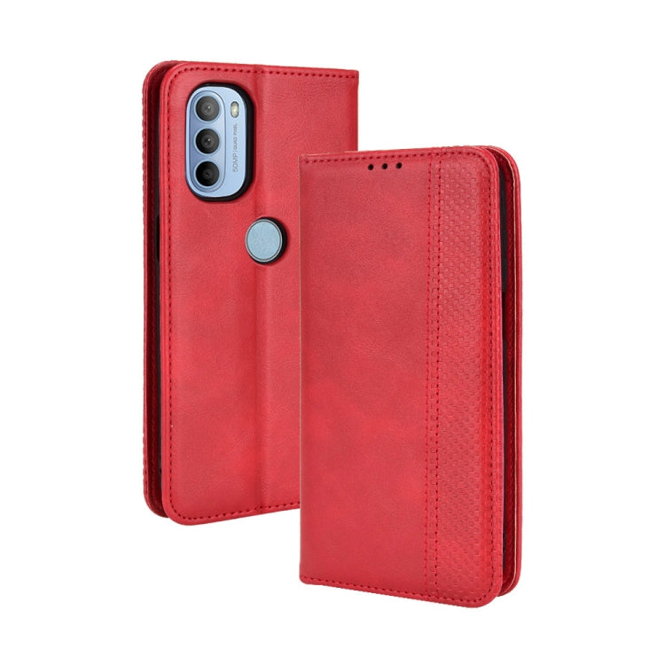 For Motorola Moto G41 / G31 Magnetic Buckle Retro Crazy Horse Leather Phone Case(Red)