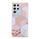 For Samsung Galaxy S22 Ultra 5G Electroplating TPU Protective Phone Case(Pink Rhombus)