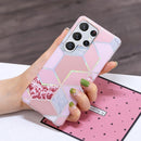 For Samsung Galaxy S22 Ultra 5G Electroplating TPU Protective Phone Case(Pink Rhombus)