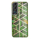 For Samsung Galaxy S22 5G Electroplating TPU Protective Phone Case(Green Rhombus)