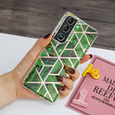 For Samsung Galaxy S22 5G Electroplating TPU Protective Phone Case(Green Rhombus)