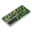 For Samsung Galaxy S22 5G Electroplating TPU Protective Phone Case(Green Rhombus)