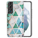 For Samsung Galaxy S22 5G Electroplating TPU Protective Phone Case(Green White Rhombus)
