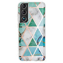 For Samsung Galaxy S22 5G Electroplating TPU Protective Phone Case(Green White Rhombus)