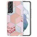For Samsung Galaxy S22 5G Electroplating TPU Protective Phone Case(Pink Rhombus)