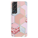 For Samsung Galaxy S22 5G Electroplating TPU Protective Phone Case(Pink Rhombus)