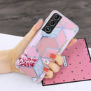 For Samsung Galaxy S22 5G Electroplating TPU Protective Phone Case(Pink Rhombus)