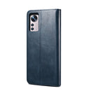 For Xiaomi 12/12S Simple Wax Crazy Horse Texture Leather Phone Case(Navy Blue)