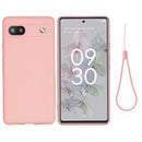 For Google Pixel 6a Pure Color Liquid Silicone Phone Case(Pink)
