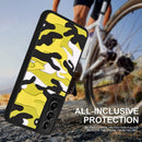 For Samsung Galaxy S22 5G Camouflage Clouds Embossed Skin Feel Silicone Shockproof Phone Case(Green Yellow)