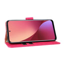 For Xiaomi 12 5G Skin Feel Magnetic Buckle Calf Texture PU Phone Case(Rose Red)