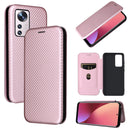 For Xiaomi 12 5G Carbon Fiber Texture Magnetic Horizontal Flip PU Phone Case(Pink)