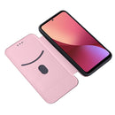 For Xiaomi 12 5G Carbon Fiber Texture Magnetic Horizontal Flip PU Phone Case(Pink)