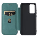For Xiaomi 12 5G Carbon Fiber Texture Magnetic Horizontal Flip PU Phone Case(Green)