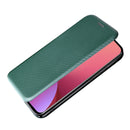 For Xiaomi 12 5G Carbon Fiber Texture Magnetic Horizontal Flip PU Phone Case(Green)