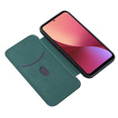 For Xiaomi 12 5G Carbon Fiber Texture Magnetic Horizontal Flip PU Phone Case(Green)