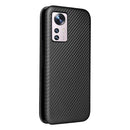 For Xiaomi 12 5G Carbon Fiber Texture Magnetic Horizontal Flip PU Phone Case(Black)