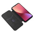 For Xiaomi 12 5G Carbon Fiber Texture Magnetic Horizontal Flip PU Phone Case(Black)