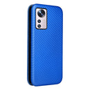For Xiaomi 12 5G Carbon Fiber Texture Magnetic Horizontal Flip PU Phone Case(Blue)