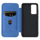 For Xiaomi 12 5G Carbon Fiber Texture Magnetic Horizontal Flip PU Phone Case(Blue)