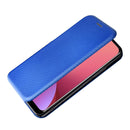 For Xiaomi 12 5G Carbon Fiber Texture Magnetic Horizontal Flip PU Phone Case(Blue)