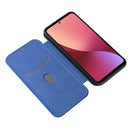 For Xiaomi 12 5G Carbon Fiber Texture Magnetic Horizontal Flip PU Phone Case(Blue)