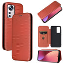 For Xiaomi 12 5G Carbon Fiber Texture Magnetic Horizontal Flip PU Phone Case(Brown)