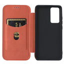 For Xiaomi 12 5G Carbon Fiber Texture Magnetic Horizontal Flip PU Phone Case(Brown)
