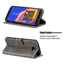For Galaxy J4 Plus Matching Color Frosted Texture Horizontal Flip PU Leather Case with Holder & Card Slots & Lanyard(Gray)