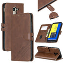 For Galaxy J6 2018 Matching Color Frosted Texture Horizontal Flip PU Leather Case with Holder & Card Slots & Lanyard(Brown)