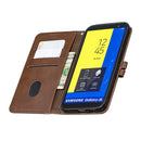 For Galaxy J6 2018 Matching Color Frosted Texture Horizontal Flip PU Leather Case with Holder & Card Slots & Lanyard(Brown)