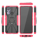For Infinix Hot 11S Armor Bear Shockproof PC + TPU Protective Phone Case with Ring Holder(Rose Red)