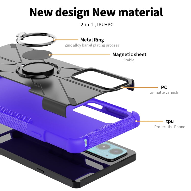 For Motorola Moto Edge 20 Armor Bear Shockproof PC + TPU Protective Phone Case with Ring Holder(Purple)