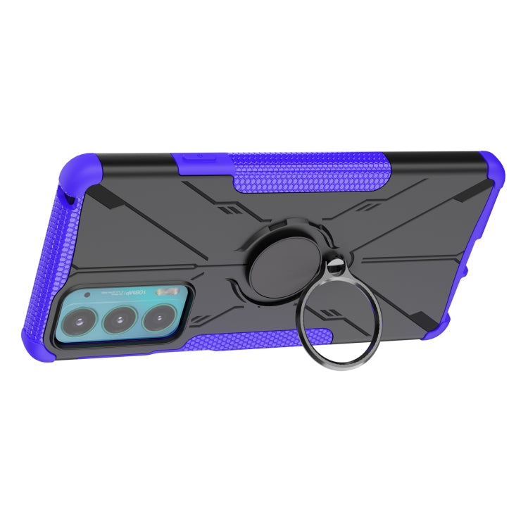 For Motorola Moto Edge 20 Armor Bear Shockproof PC + TPU Protective Phone Case with Ring Holder(Purple)