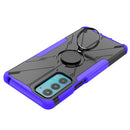 For Motorola Moto Edge 20 Armor Bear Shockproof PC + TPU Protective Phone Case with Ring Holder(Purple)